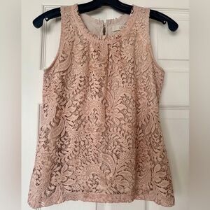 LOFT Lace Sleeveless Top in light pink